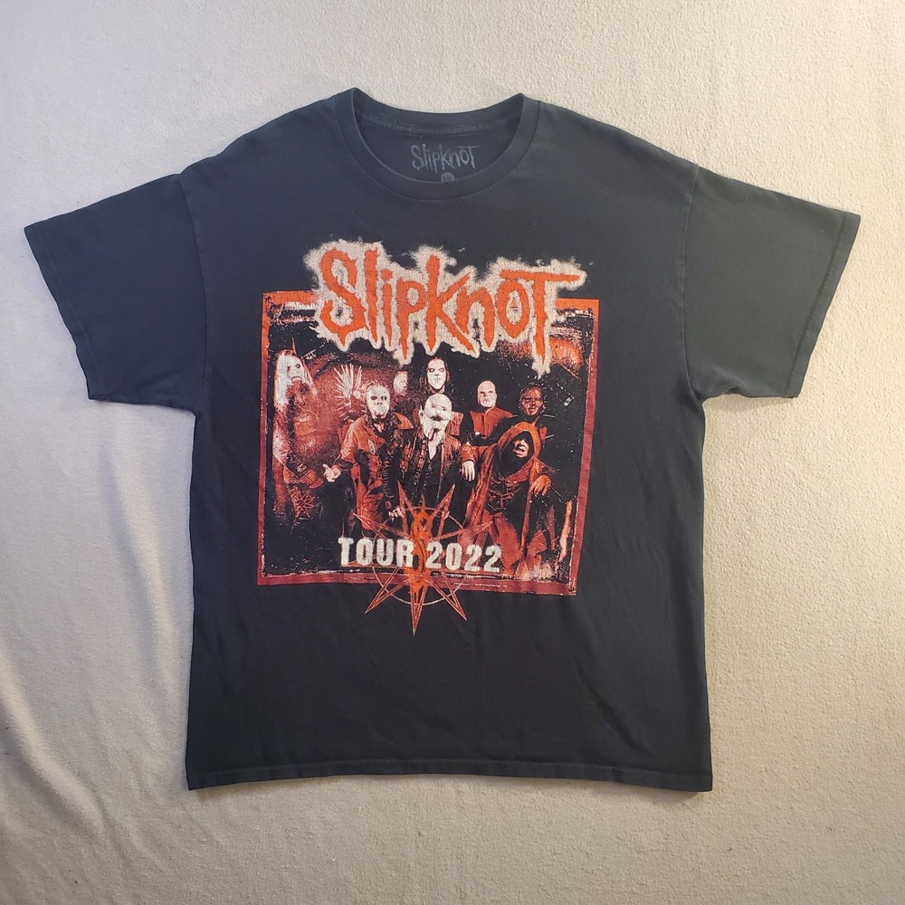 Slipknot Tour 2022 Graphic T-Shirt Mens Large Black Double Sided Band Tee Cotton